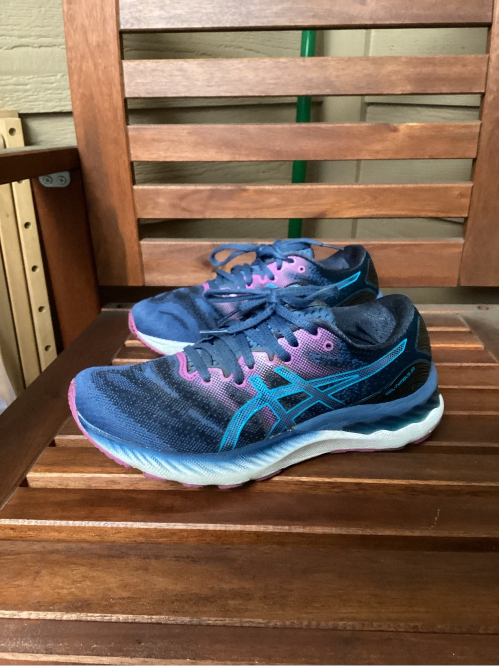 ASICS Navy and Pink Women's Size 8 Running Sneakers